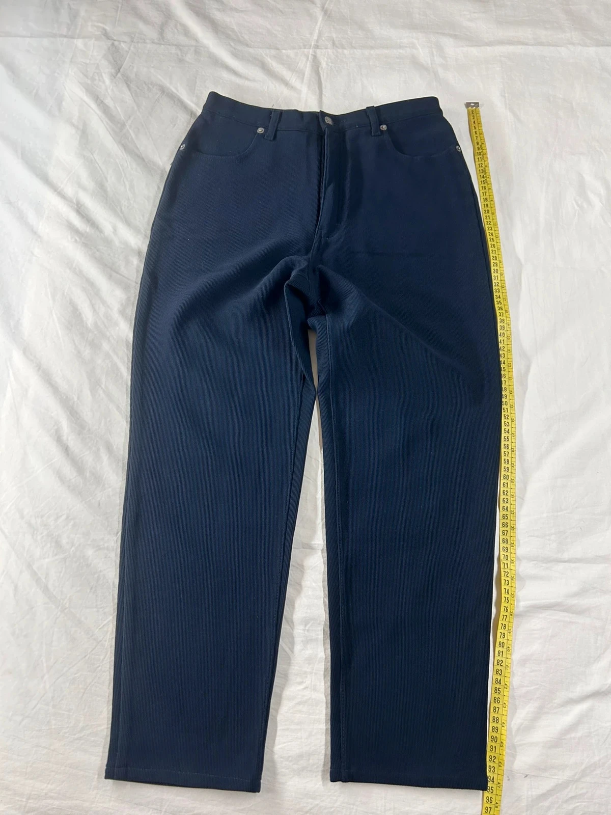 Pantalon ajusté bleu marine ober style effet côtelé taille 36